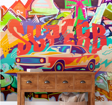 Fototapete graffiti retro auto kunst - TenStickers