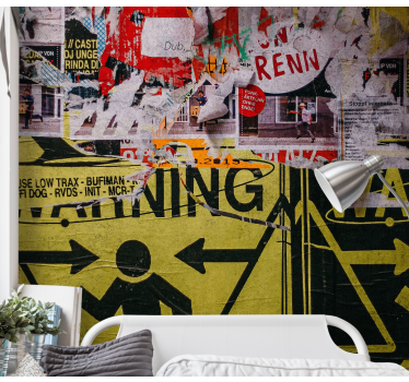 Fototapete graffiti urbane warnschilder - TenStickers