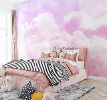 Fototapete Kinderzimmer rosa Wolkenhimmel - TenStickers