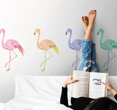 Fototapete hochzeit flamingo familien silhouetten - TenStickers