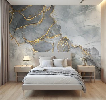 Fototapete Hochzeit mosaikwand grau und gold - TenStickers