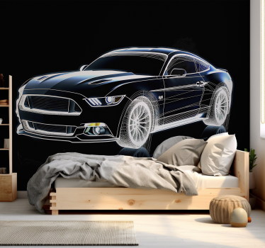 Fototapete Jugendzimmer holographischer Sportwagen - TenStickers