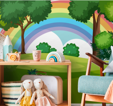 Fototapete Kinderzimmer Regenbogen im Wald - TenStickers