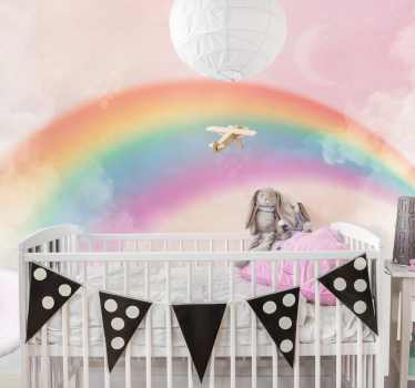 Fototapete Kinderzimmer Regenbogen in den Wolken - TenStickers