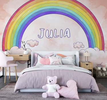 Regenbogen mit Namen personalisierte Fototapete - TenStickers