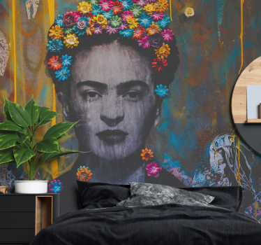Fototapete kunst frida blumenportrait - TenStickers