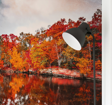 Fototapete landschaft herbstwald spiegelung - TenStickers