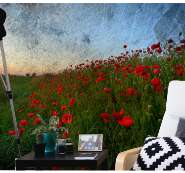 Fototapete mohnblumen landschaft mit mohnfeldern - TenStickers