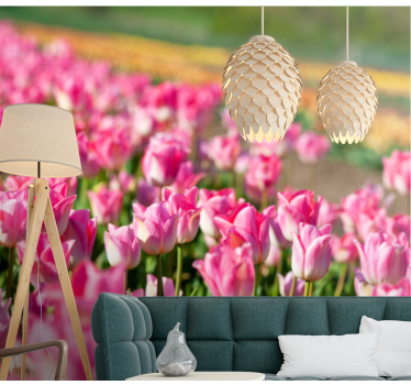 Fototapete Tulpen lebendig blühendes feld - TenStickers