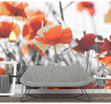Fototapete mohnblumen lebhaftes mohnblumenfeld - TenStickers