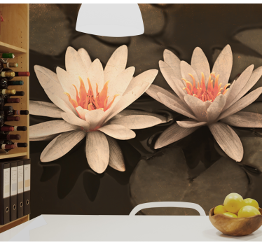 Fototapete Mohnblumen lotusblumenpaar - TenStickers