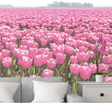 Fototapete mohnblumen pinke tulpenfelder - TenStickers