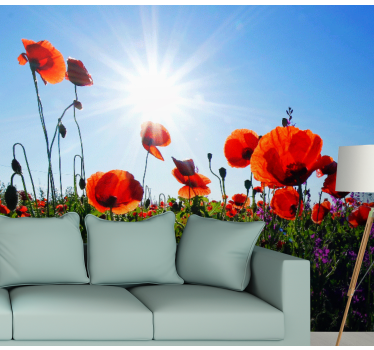 Fototapete mohnblumen sonniges mohnfeld - TenStickers