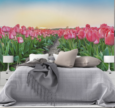 Fototapete Mohnblumen tulpenfeld gelassenheit - TenStickers