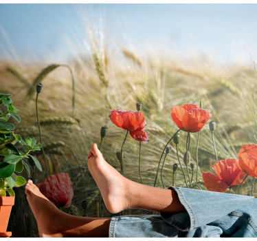 Fototapete mohnblumen wiesenruhe - TenStickers