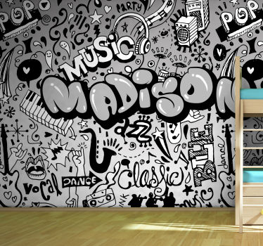 Fototapete mit Namen im Musikdesign - TenStickers