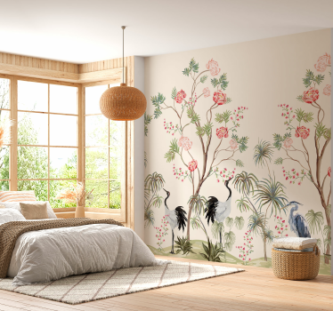 Fototapete Panorama oiseaux et arbres exotiques - TenStickers