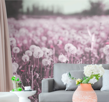 Fototapete pusteblume lila feldszene - TenStickers
