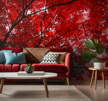 Rote Zweige Baum Fototapete - TenStickers