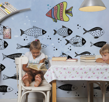 Fototapete esszimmer bunte fischdarstellung - TenStickers