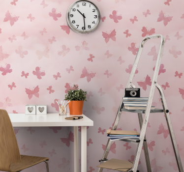 Fototapete Jugendzimmer Rosa Schmetterlinge - TenStickers