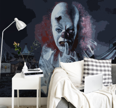 Tapete Wohnzimmer gruseliger Clown - TenStickers