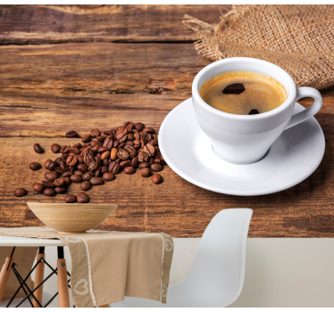 Fototapete Wand Kaffee auf einem holztisch - TenStickers