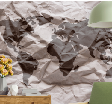 Fototapete Weltkarte geographischer weltumriss - TenStickers