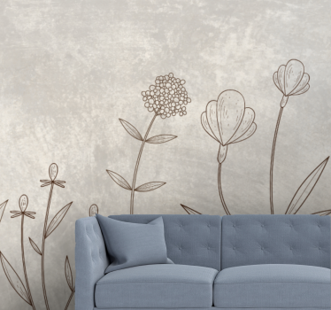 Fototapete Wiesenlandschaft Blumen im skandinavischen Stil - TenStickers