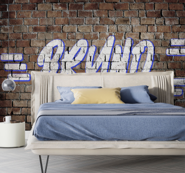 Grafiti Ziegelwand Fototapete Jugendzimmer mit Namen - TenStickers