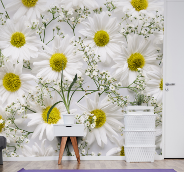 Gänseblümchen Nahaufnahme Tapete Wohnzimmer - TenStickers