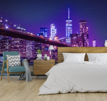 Fototapete Städte New York Skyline Nacht Jugendzimmer - TenStickers