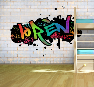 Ziegelwand Graffiti mit Namen Fototapete Schlafzimmer - TenStickers