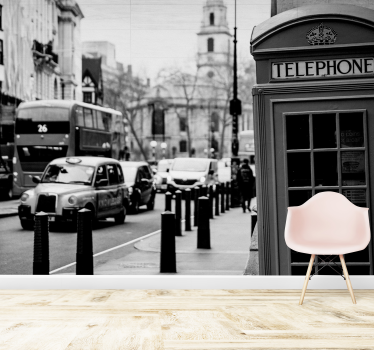 London Schwarz-Weiß Tapete Wohnzimmer - TenStickers