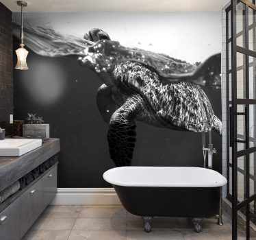 Fototapete Badezimmer schwarzweiss Schildkröte - TenStickers