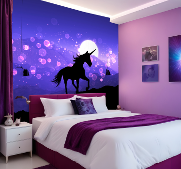 Fototapete Kinderzimmer Einhorn Silhouette - TenStickers