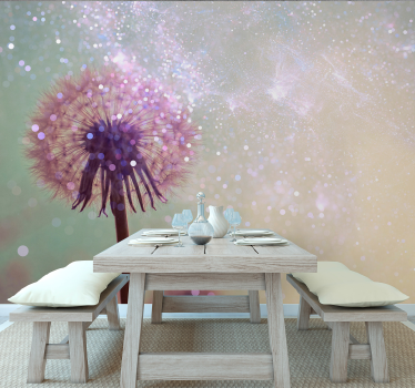 Glänzende Pusteblume Tapete Wohnzimmer - TenStickers