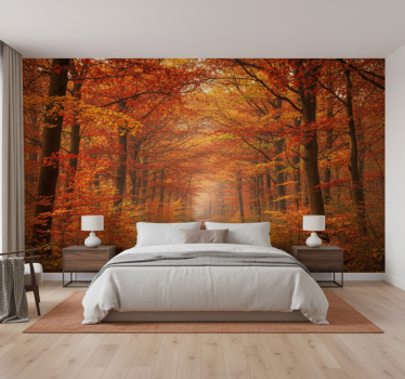 Tapete wald herbstlicher baumweg - TenStickers