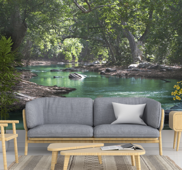 Wald und Fluss Landschaft Fototapete - TenStickers