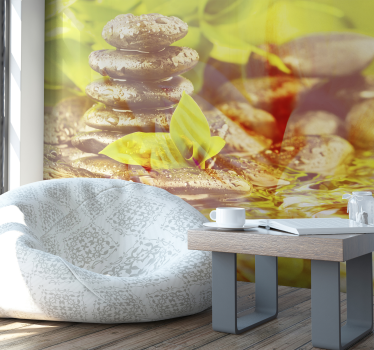 Fototapete Badezimmer weiße Orchidee mit Steinen - TenStickers