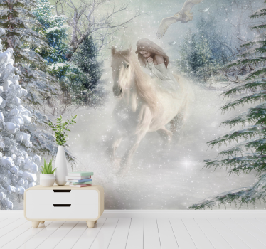 Fototapete Kinderzimmer weißes Pferd Fantasie - TenStickers