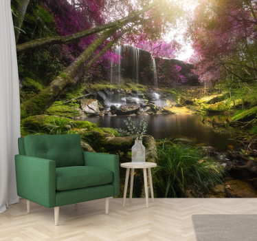 Wasserfall Fototapete Dschungelgebiet - TenStickers
