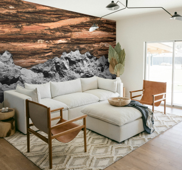 Fototapete Wohnzimmer holz und Stein - TenStickers