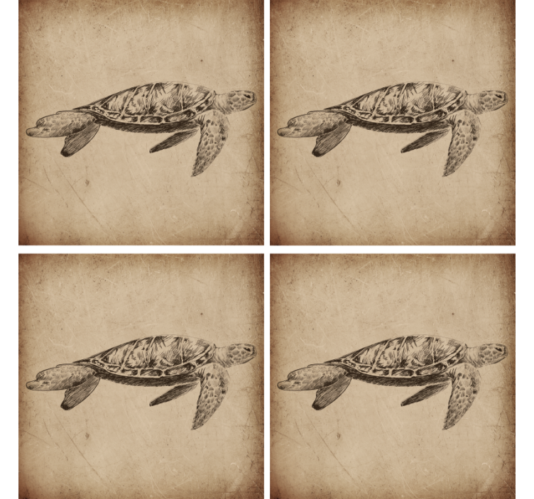 Vintage Untersetzer Schildkrötenillustration - TenStickers