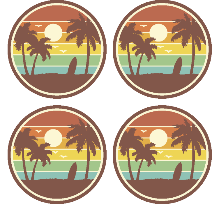 Untersetzer vintage Retro Surf Landschaft - TenStickers