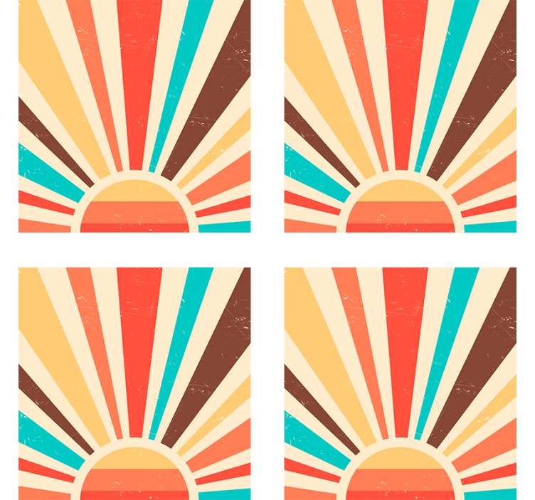 Untersetzer 70's Sun Abstrakter vintage sonnenuntergang - TenStickers