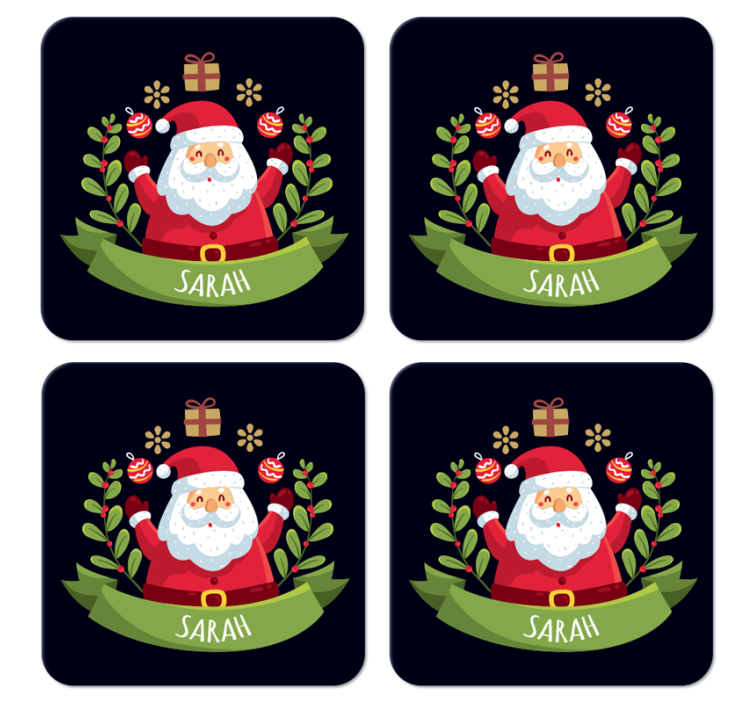 Untersetzer Weihnachten Weihnachtsmann mit Namen - TenStickers