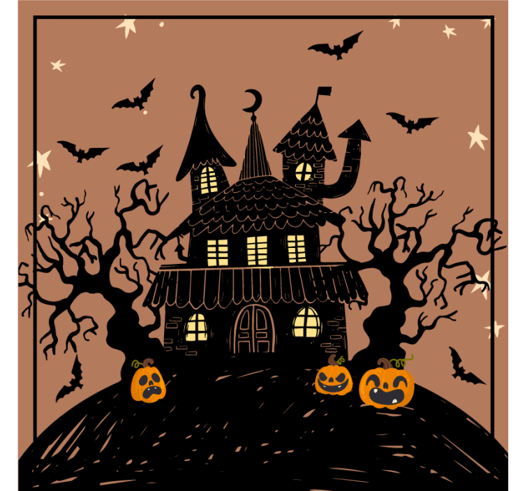 Geisterhaus mit fledermäusen halloween coaster - TenStickers