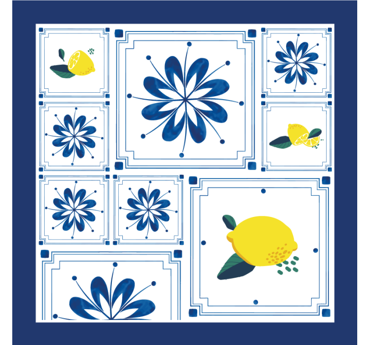 Fliesen Untersetzer zitronen-blumenmuster - TenStickers