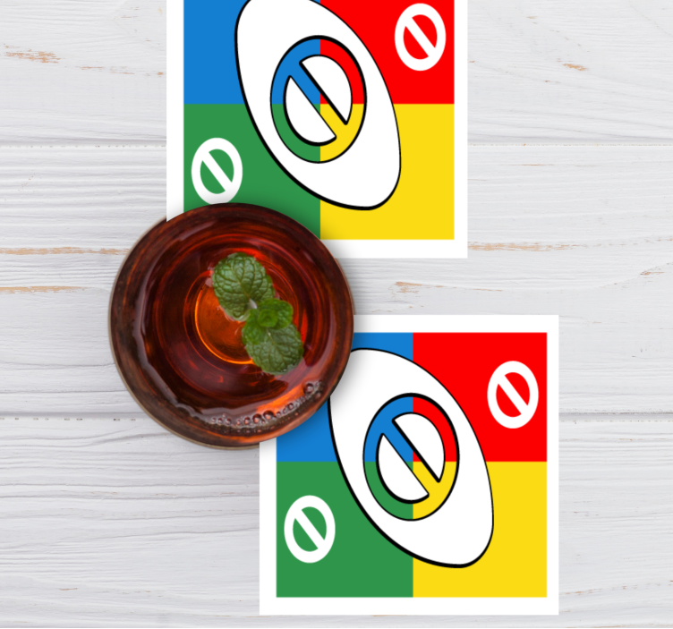 Untersetzer Freak Mehrfarbige stop-uno-karte mit vier teilen - TenStickers